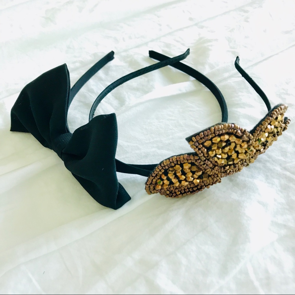Set of 2 Ribbon + Embellished Headbands